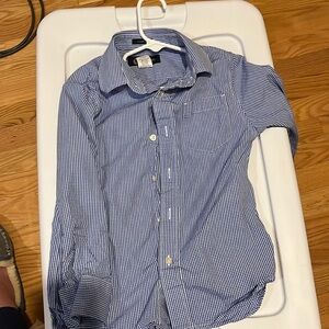 Blue and white plaid shite. Gently worn good shirt for school pictures